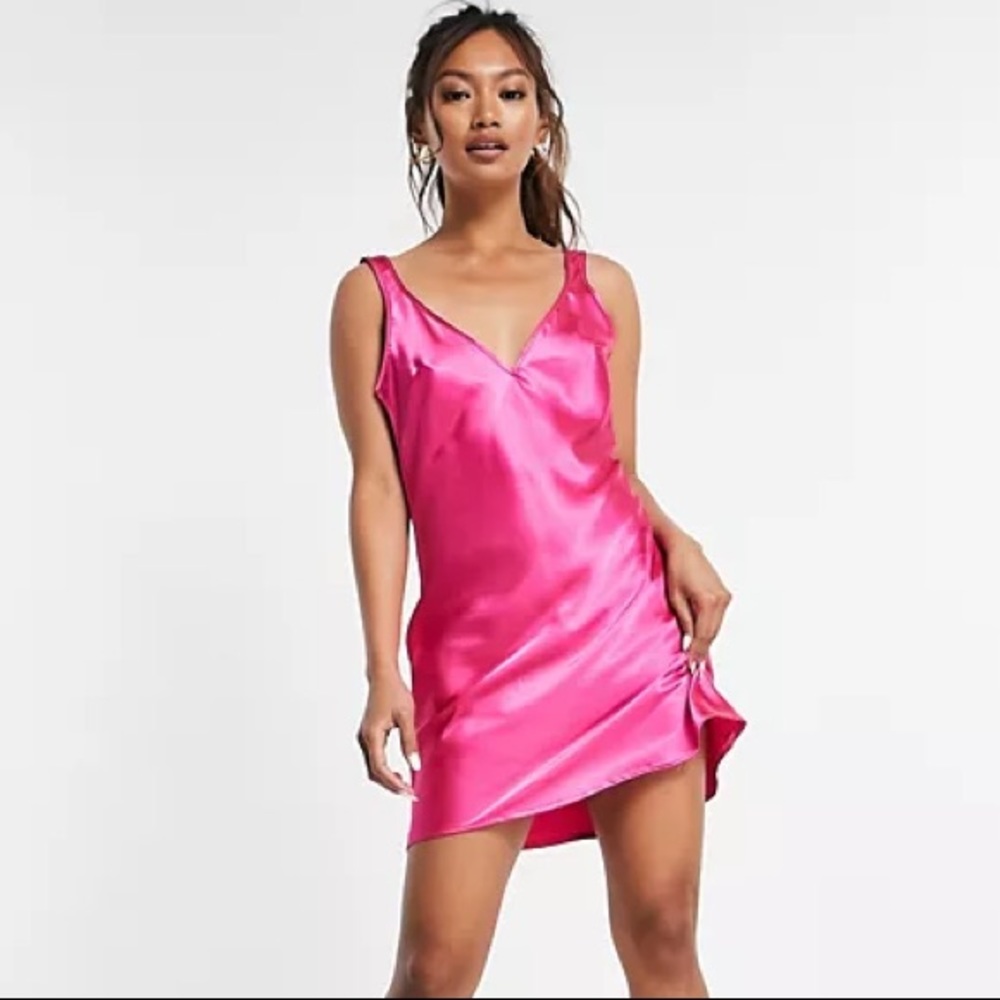 ASOS Flounce London Mini Slip Dress in Hot Pink Size US 2
